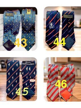 4: GUCCI Classic Neck-Ties 100% Silk Bue Black Brudendy Striped (Select 1)
